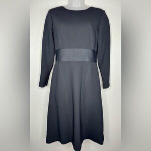 Oscar de la Renta Black‎ Fit & Flare Dress Size 6 Long Sleeve Quiet Luxury
